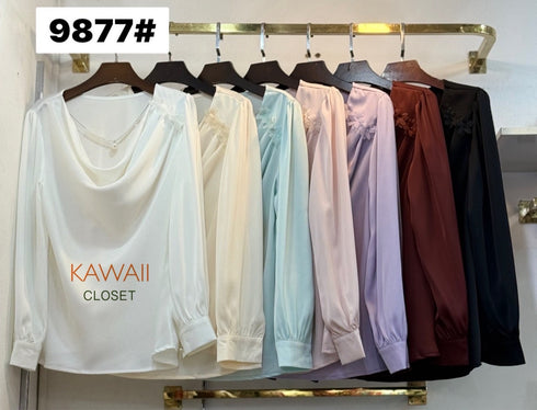 High Quality Satin Long Sleeves Tops